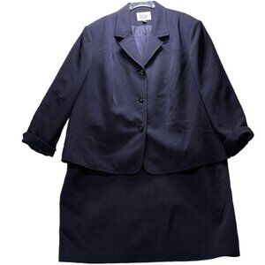 Le SUIT Women's Skirt Suit Blue Single Breast Career Plus Size 22W